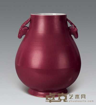 清光绪 胭脂红鹿头尊 高31.5cm